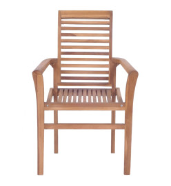 Chaises à dîner 4 pcs avec coussins noir Bois de teck solide