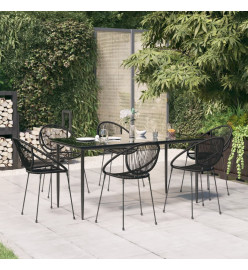 Ensemble à dîner de jardin 7 pcs Noir Rotin PVC