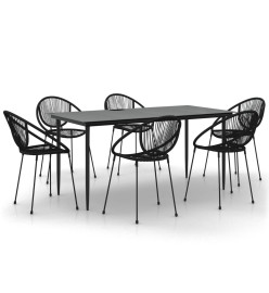 Ensemble à dîner de jardin 7 pcs Noir Rotin PVC