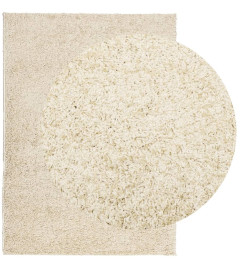 Tapis shaggy à poils longs moderne doré 200x280 cm