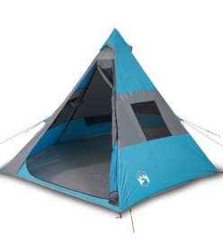 Tente de camping 7 personnes bleu 350x350x280 cm taffetas 185T