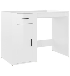 Bureau avec armoire blanc brillant bois d'ingénierie