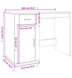 Bureau avec armoire blanc brillant bois d'ingénierie