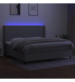 Sommier tapissier matelas et LED Gris clair 200x200 cm Tissu