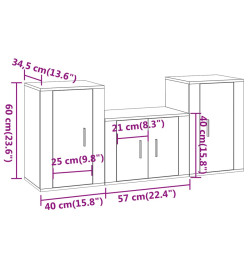 Ensemble de meubles TV 3 pcs Blanc brillant Bois d'ingénierie