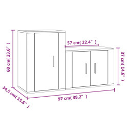 Ensemble de meubles TV 2 pcs blanc brillant bois d'ingénierie