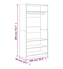 Garde-robe sonoma gris 100x50x200 cm bois d'ingénierie