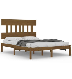 Cadre de lit Marron miel Bois massif 135x190 cm Double