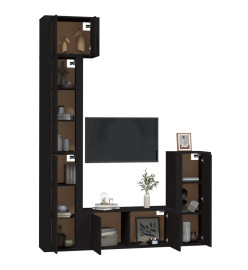 Ensemble de meubles TV 5 pcs Noir Bois d'ingénierie