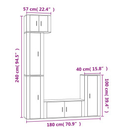 Ensemble de meubles TV 5 pcs Noir Bois d'ingénierie