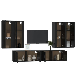 Ensemble de meubles TV 6 pcs Noir Bois d'ingénierie