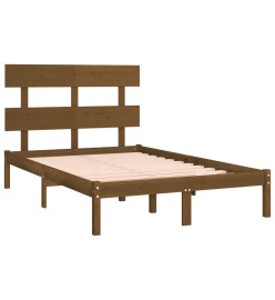 Cadre de lit Marron miel Bois massif 135x190 cm Double