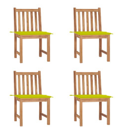 Chaises de jardin 4 pcs avec coussins Bois de teck massif