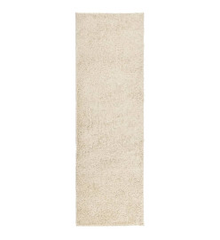 Tapis shaggy à poils longs moderne doré 80x250 cm