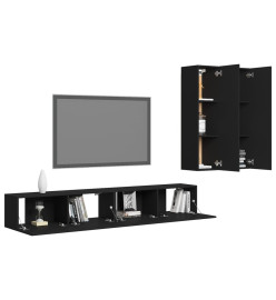 Ensemble de meubles TV 4 pcs Noir Aggloméré