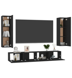 Ensemble de meubles TV 4 pcs Noir Aggloméré