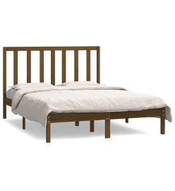 Cadre de lit Marron miel Bois de pin massif 140x190 cm