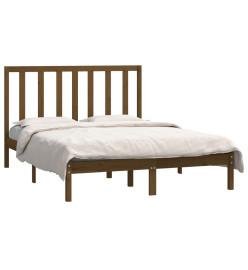 Cadre de lit Marron miel Bois de pin massif 140x190 cm