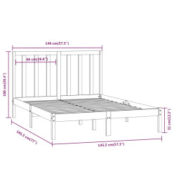 Cadre de lit Marron miel Bois de pin massif 140x190 cm