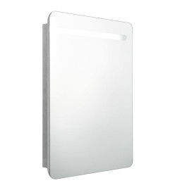 Armoire de salle de bain à miroir LED gris béton 60x11x80 cm