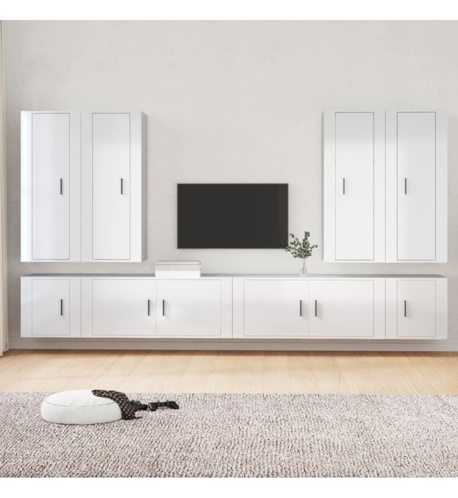 Ensemble de meubles TV 8 pcs Blanc brillant Bois d'ingénierie