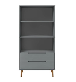 Bibliothèque MOLDE Gris 85x35x170,5 cm Bois massif de pin