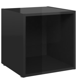 Meuble TV Noir brillant 37x35x37 cm Aggloméré