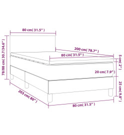 Lit à sommier tapissier et matelas Gris clair 80x200 cm Velours