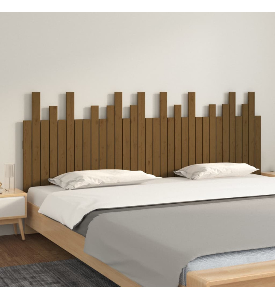 Tête de lit murale Marron miel 204x3x80 cm Bois massif de pin