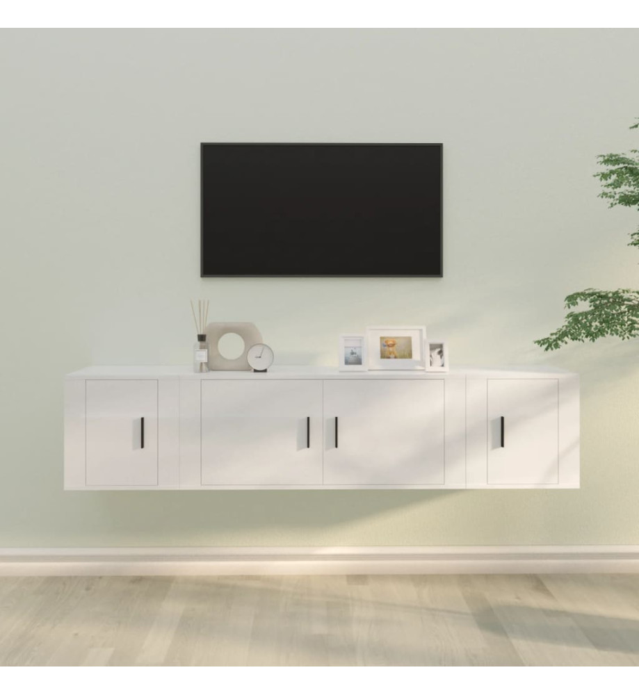 Ensemble de meubles TV 3 pcs Blanc brillant Bois d'ingénierie