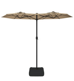 Parasol à double tête avec LED taupe 316x240 cm