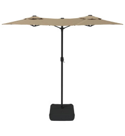 Parasol à double tête avec LED taupe 316x240 cm