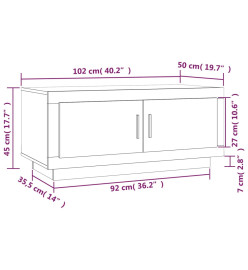 Table basse Sonoma gris 102x50x45 cm Bois d'ingénierie