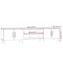 Meuble TV sonoma gris 180x31,5x40 cm bois d'ingénierie