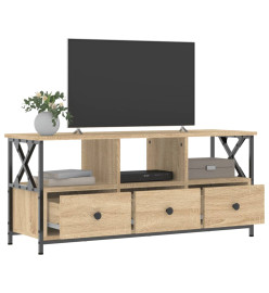 Meuble TV chêne sonoma 102x33x45 cm bois d'ingénierie et fer