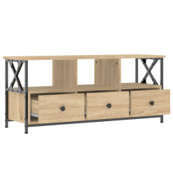 Meuble TV chêne sonoma 102x33x45 cm bois d'ingénierie et fer