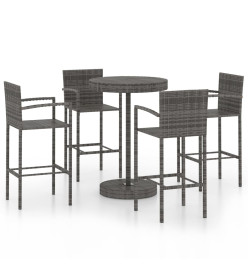 Ensemble de bar de jardin 5 pcs Résine tressée Gris