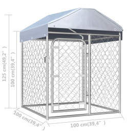 Chenil extérieur avec toit 100 x 100 x 125 cm