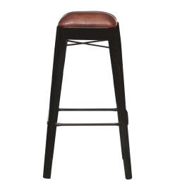 Tabourets de bar lot de 4 noir cuir véritable