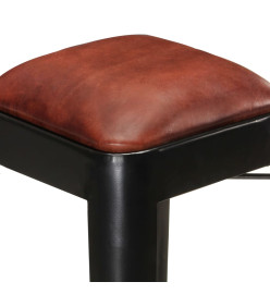 Tabourets de bar lot de 4 noir cuir véritable