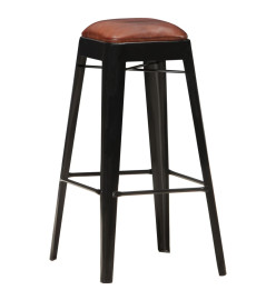 Tabourets de bar lot de 4 noir cuir véritable