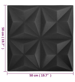 Panneaux muraux 3D 48 pcs 50x50 cm Noir origami 12 m²