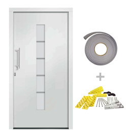 Porte d'entrée Aluminium et PVC Blanc 110x210 cm