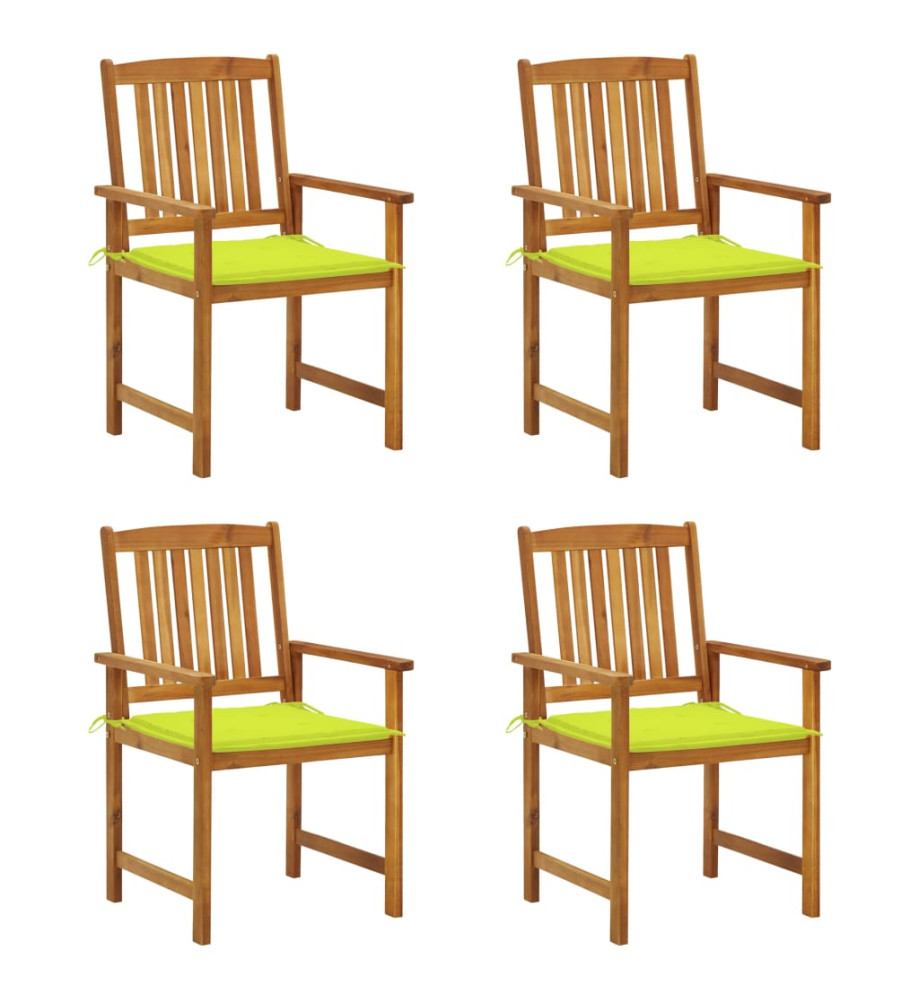 Chaises de jardin avec coussins 4 pcs Bois d'acacia massif