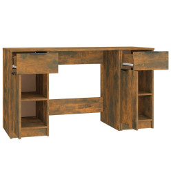 Bureau avec armoire latérale Chêne fumé Bois d'ingénierie