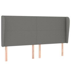 Tête de lit avec oreilles Gris foncé 203x23x118/128 cm Tissu