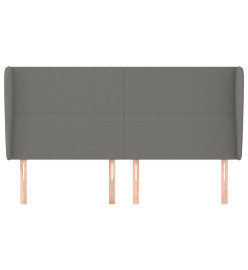 Tête de lit avec oreilles Gris foncé 203x23x118/128 cm Tissu