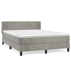 Lit à sommier tapissier et matelas Gris clair 140x200cm Velours