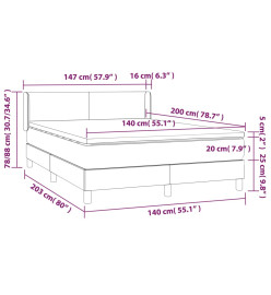 Lit à sommier tapissier et matelas Gris clair 140x200cm Velours