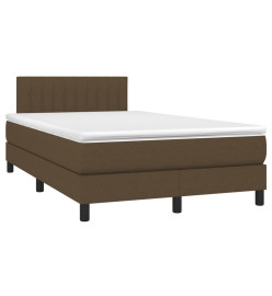 Sommier tapissier matelas et LED Marron foncé 120x200 cm Tissu